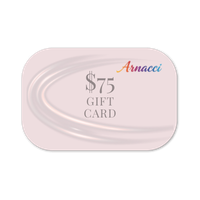 A sophisticated $75 gift card with a soft pink-toned background and clean typography.