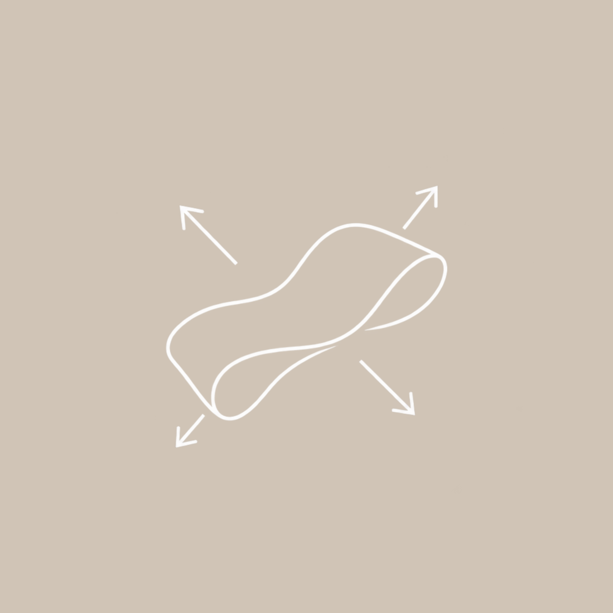 Flowing fabric with arrows representing stretch